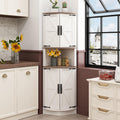 White Tall Corner Storage Cabinet with 4 Doors and 5 Shelves G63643