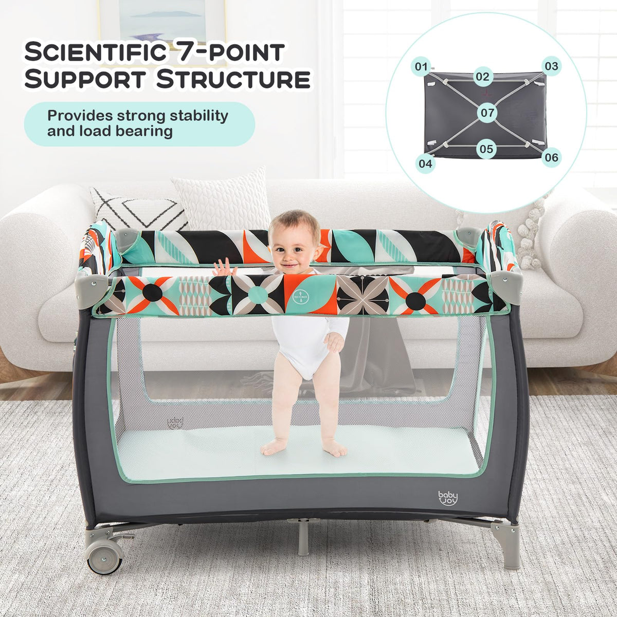 4 in 1 Pack and Play Portable Baby Playard with Bassinet E526