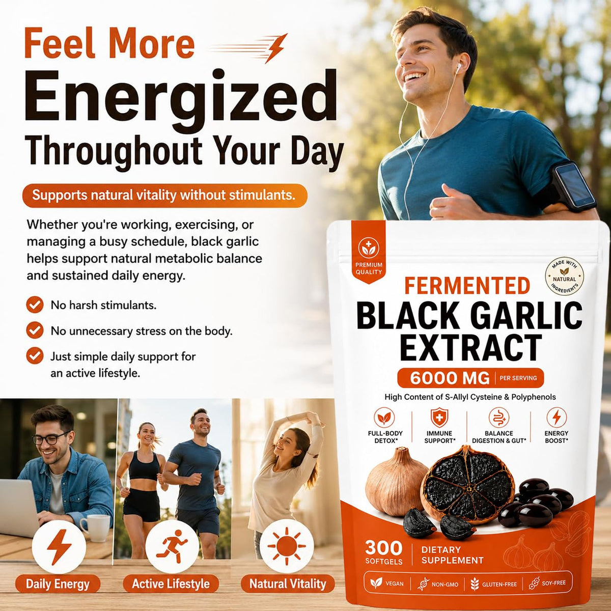 Black Garlic Extract Capsules, 300 Softgels U348977