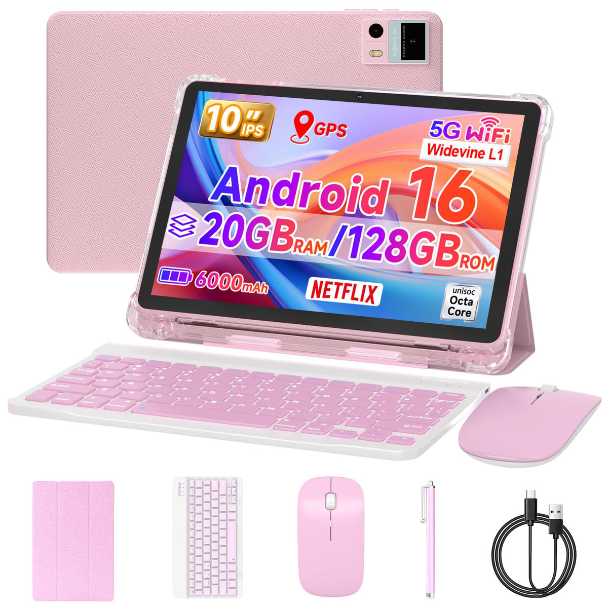 10 Inch Android Tablet with Case Pink S17634