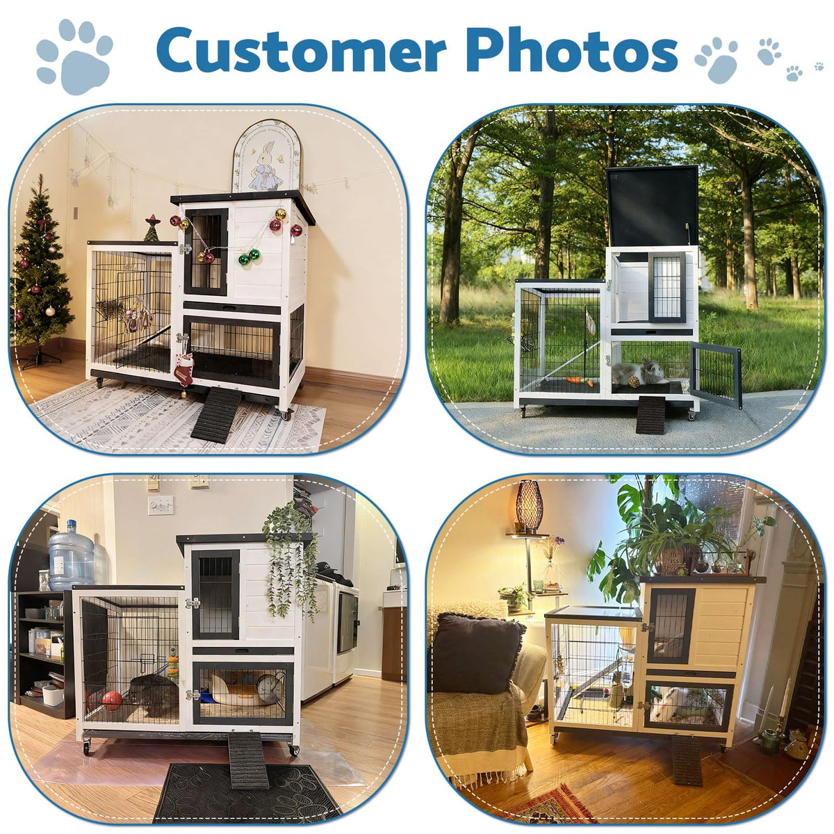 2-Story Indoor Outdoor Rabbit Hutch with Dual Trays R619