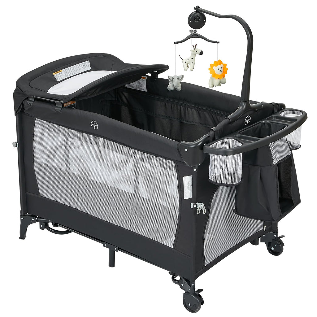 4 in 1 Pack and Play with Bassinet, Changing Table, Playpen and Carry Bag L7558