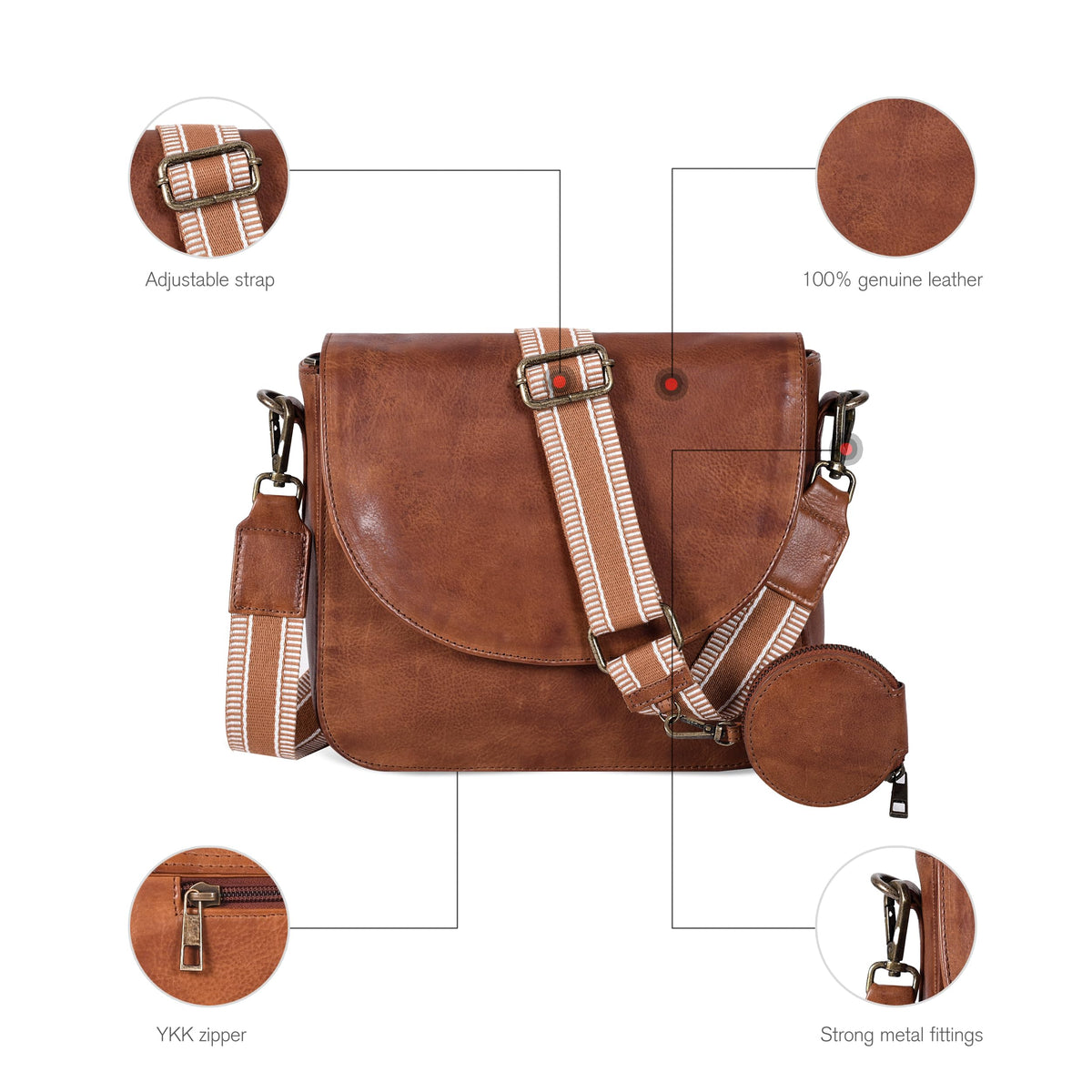 Genuine Leather Crossbody Bag K8755