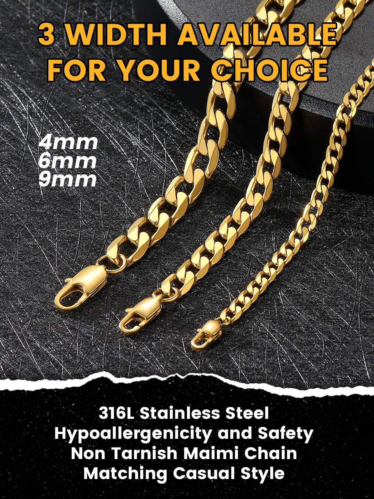 Stainless Steel Figaro Chain Necklace P78333