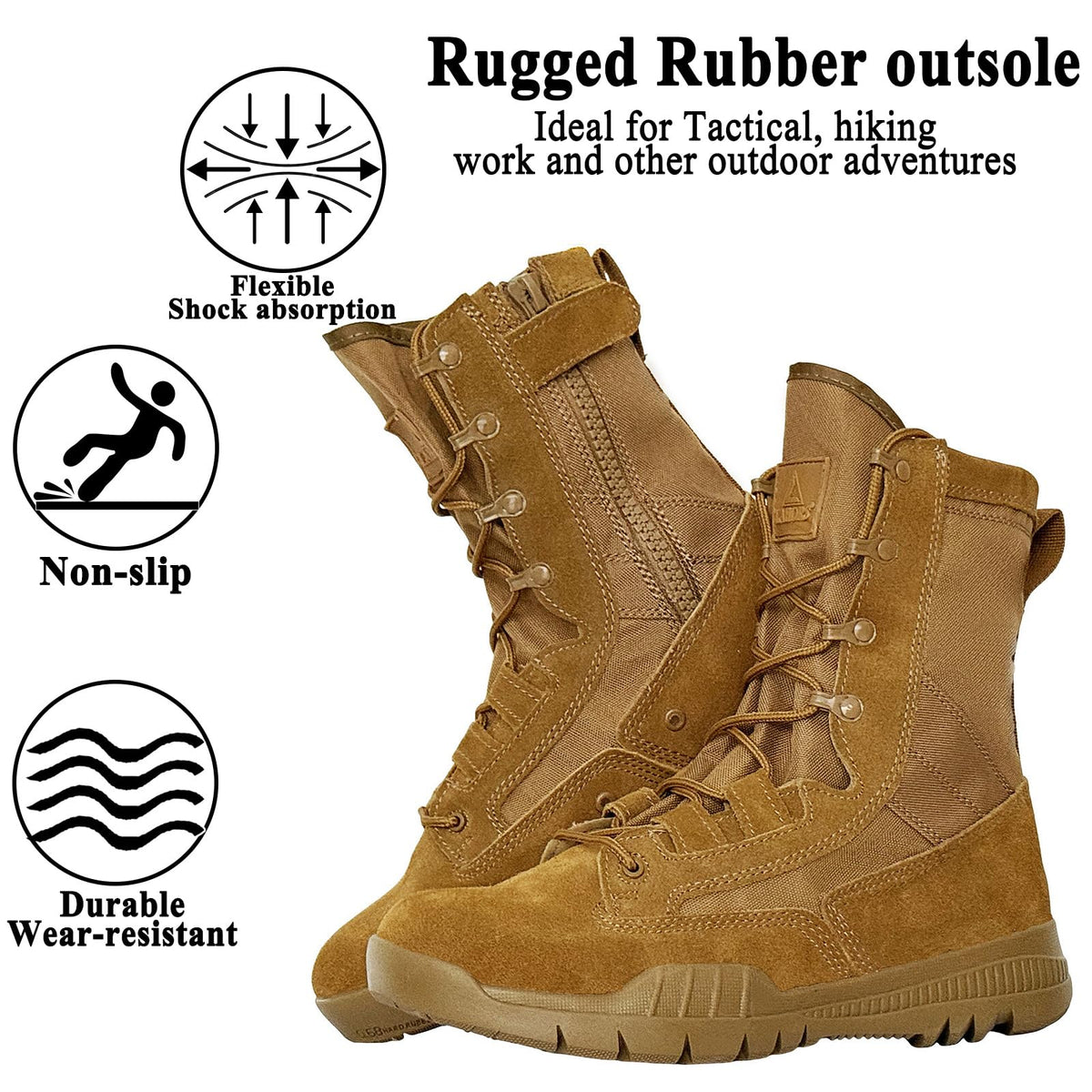 8 Inches Suede Leather Side Zipper Work Boots T93034
