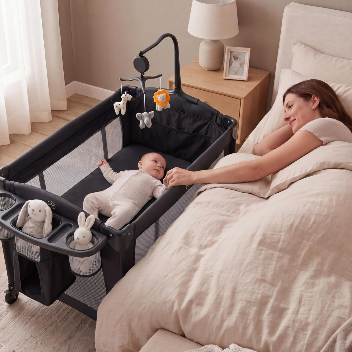 4 in 1 Pack and Play with Bassinet, Changing Table, Playpen and Carry Bag L7558