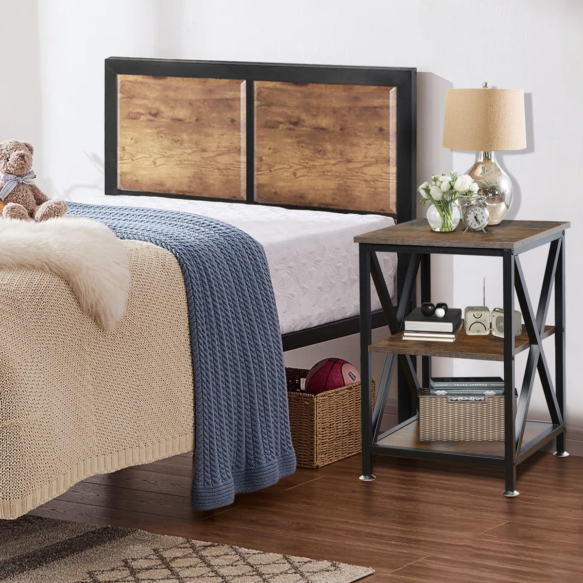 Square End Tables Set of 2 Rustic Brown S594682