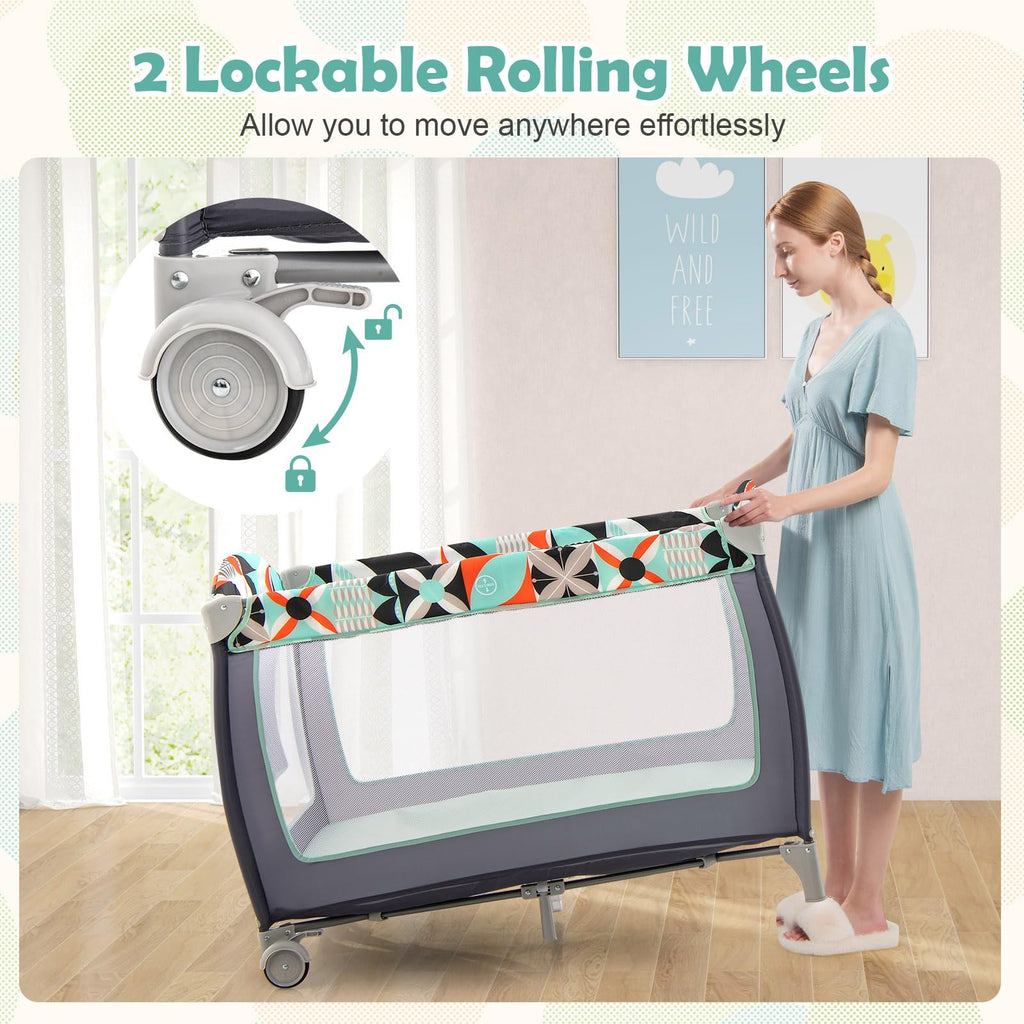 4 in 1 Portable Baby Crib Playpen with Bassinet C2126