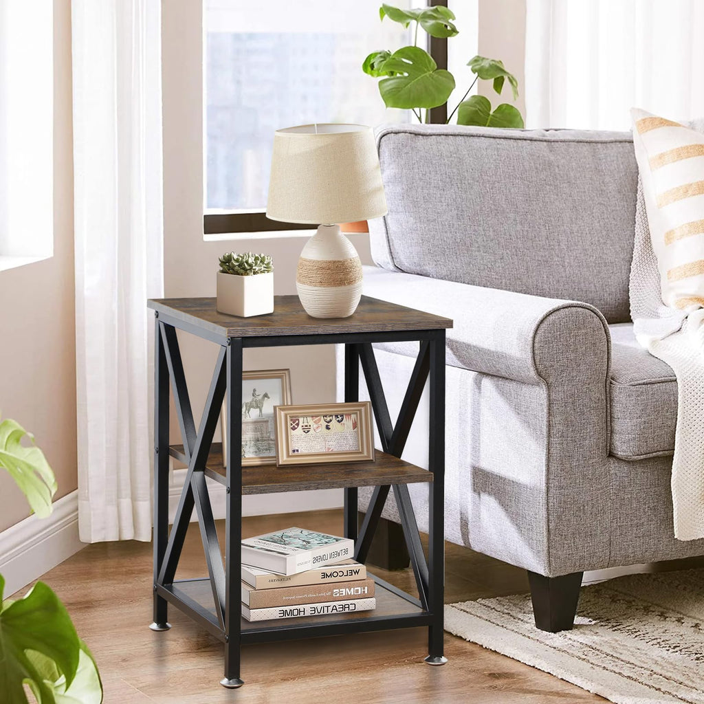 Square End Tables Set of 2 Rustic Brown S594682
