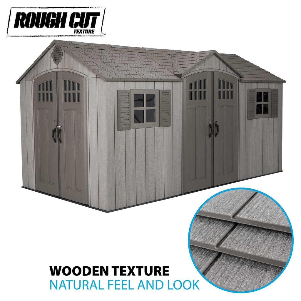 15 ft x 8 ft Gray Resin Outdoor Storage Shed M3499