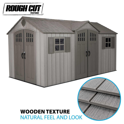15 ft x 8 ft Gray Resin Outdoor Storage Shed M3499