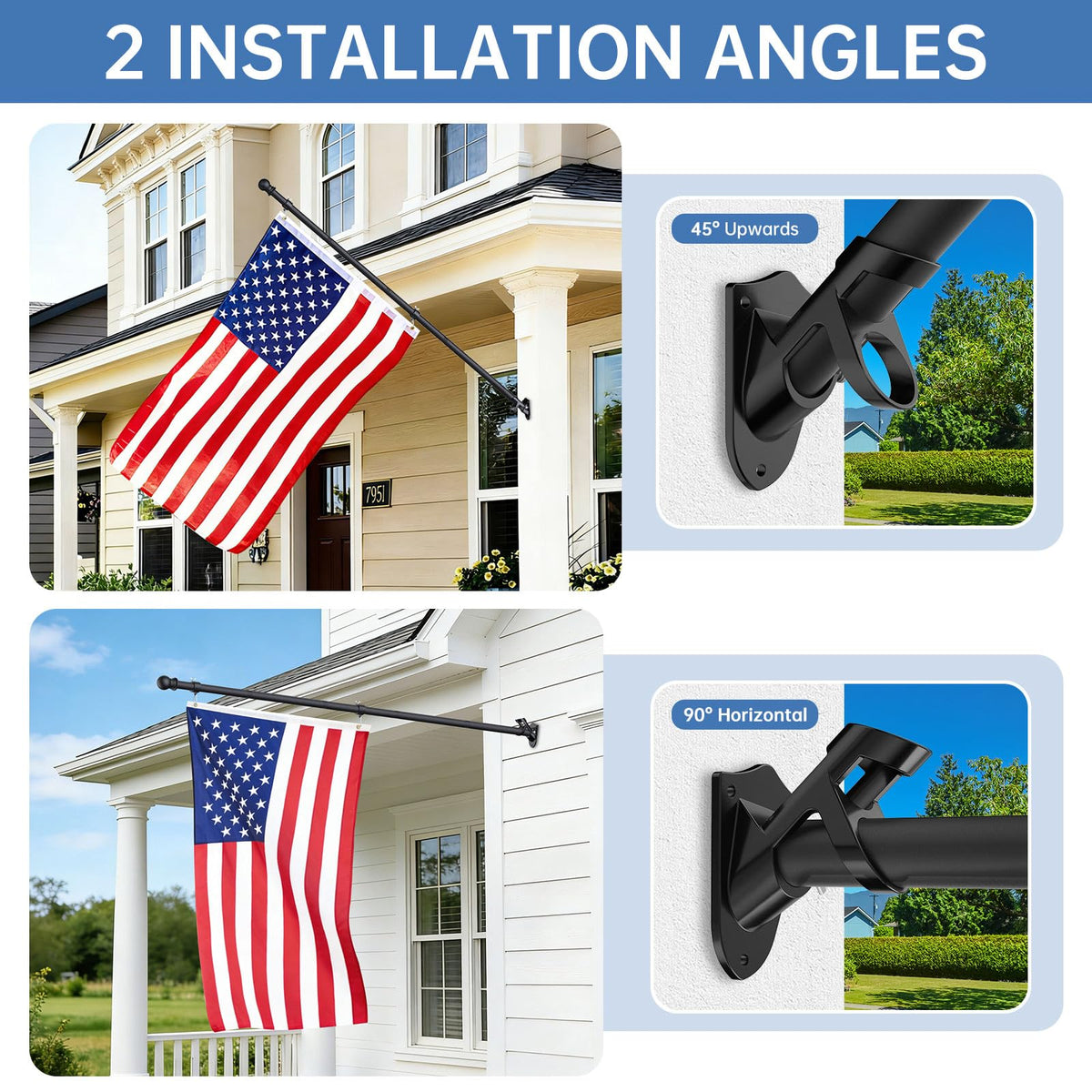 6FT Heavy Duty Tangle Free Steel Flag Pole Kit with 3x5 USA Flag X73061