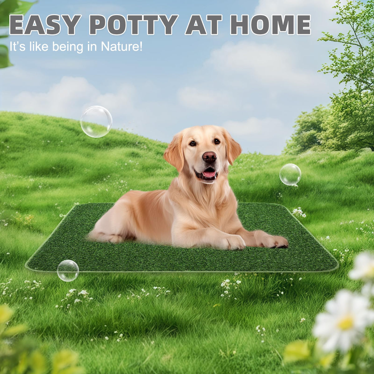 Dog Grass Pad with Washable Pee Pads, 20"*25" Artificial Turf R2097