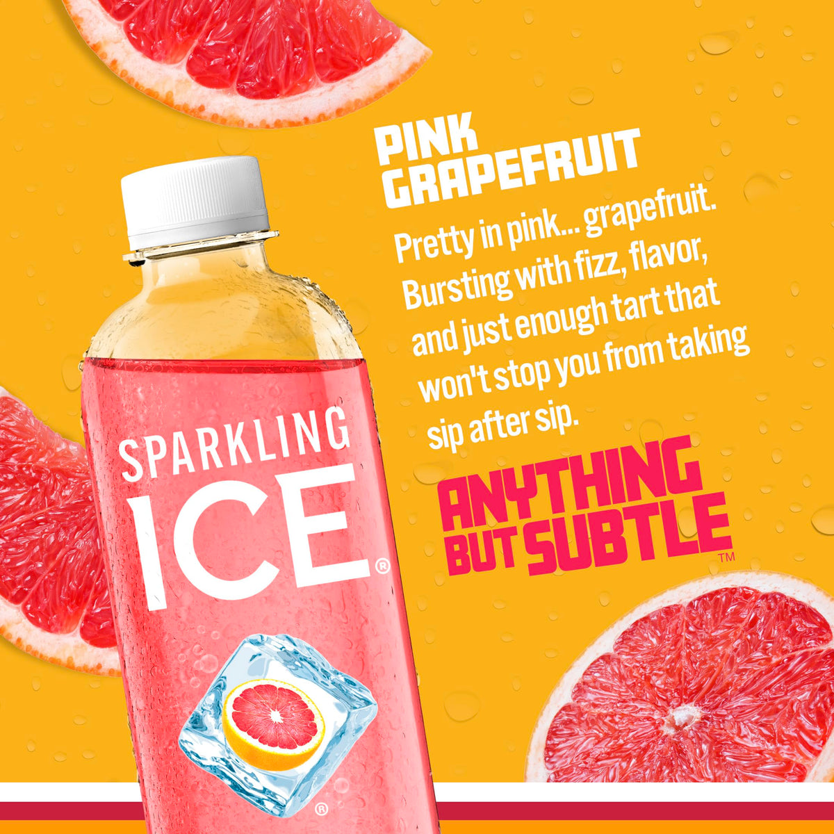 Pink Grapefruit Sparkling Water 17 fl oz Bottles Pack of 12 T75954