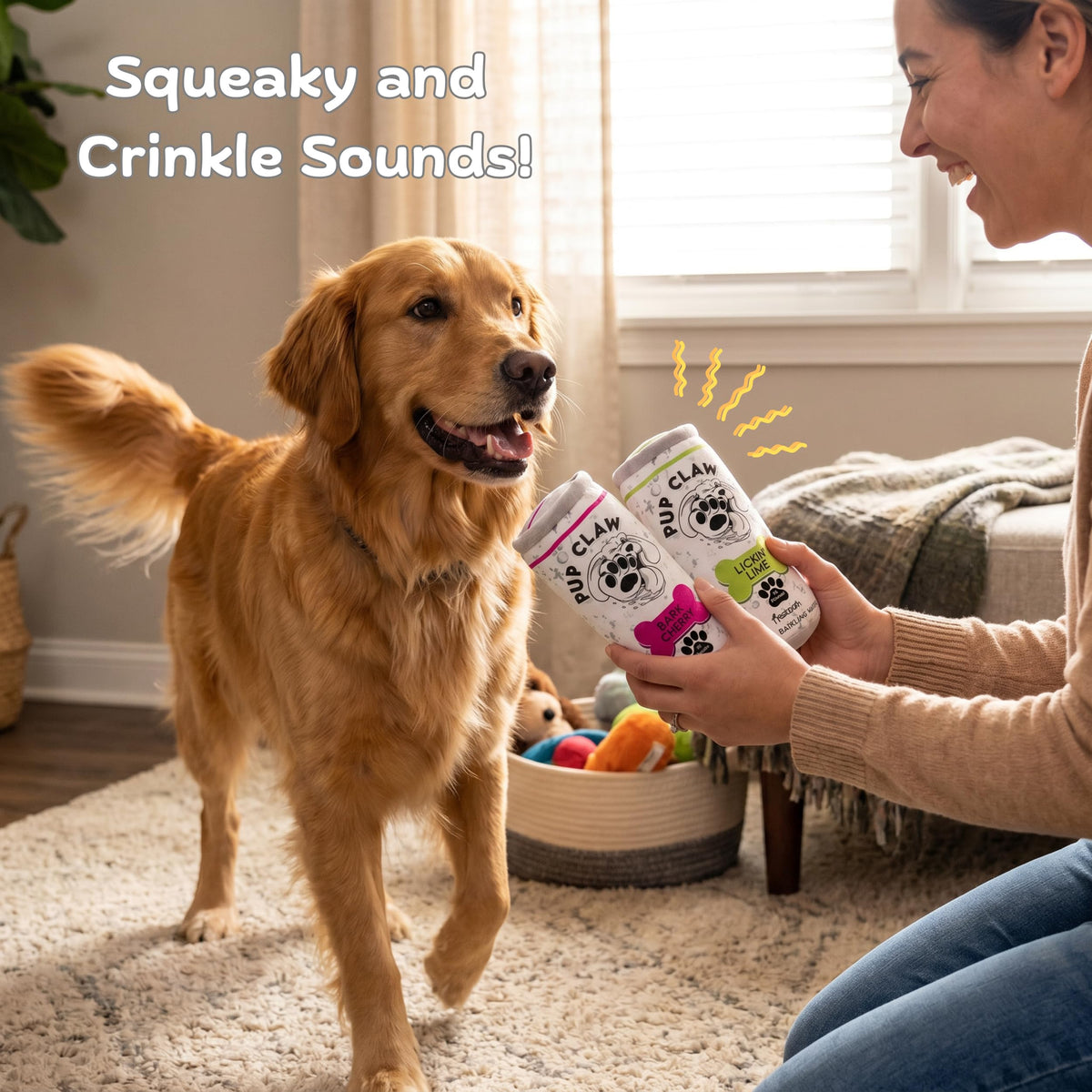 Plush Dog Toys with Squeaker and Crinkle 2 Pack I46255
