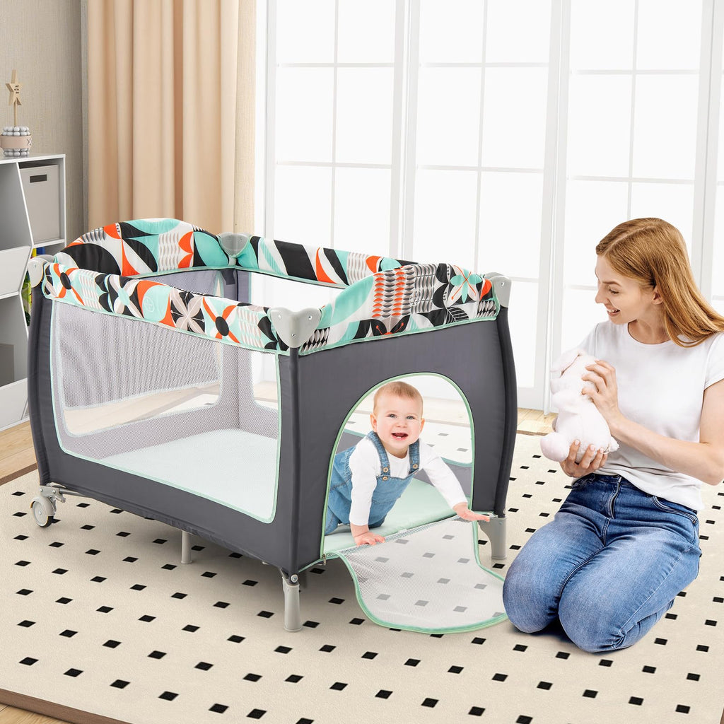 4 in 1 Portable Baby Crib Playpen with Bassinet C2126