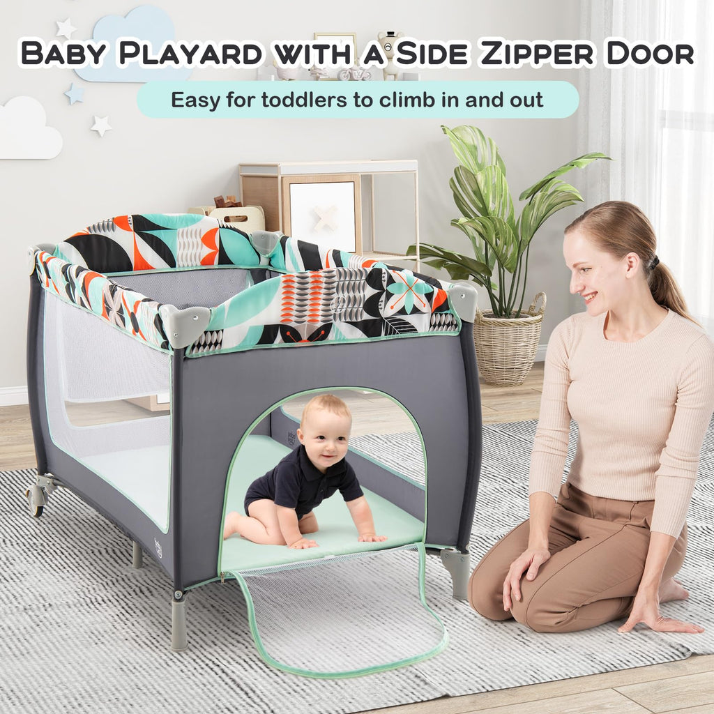 4 in 1 Pack and Play Portable Baby Playard with Bassinet E526
