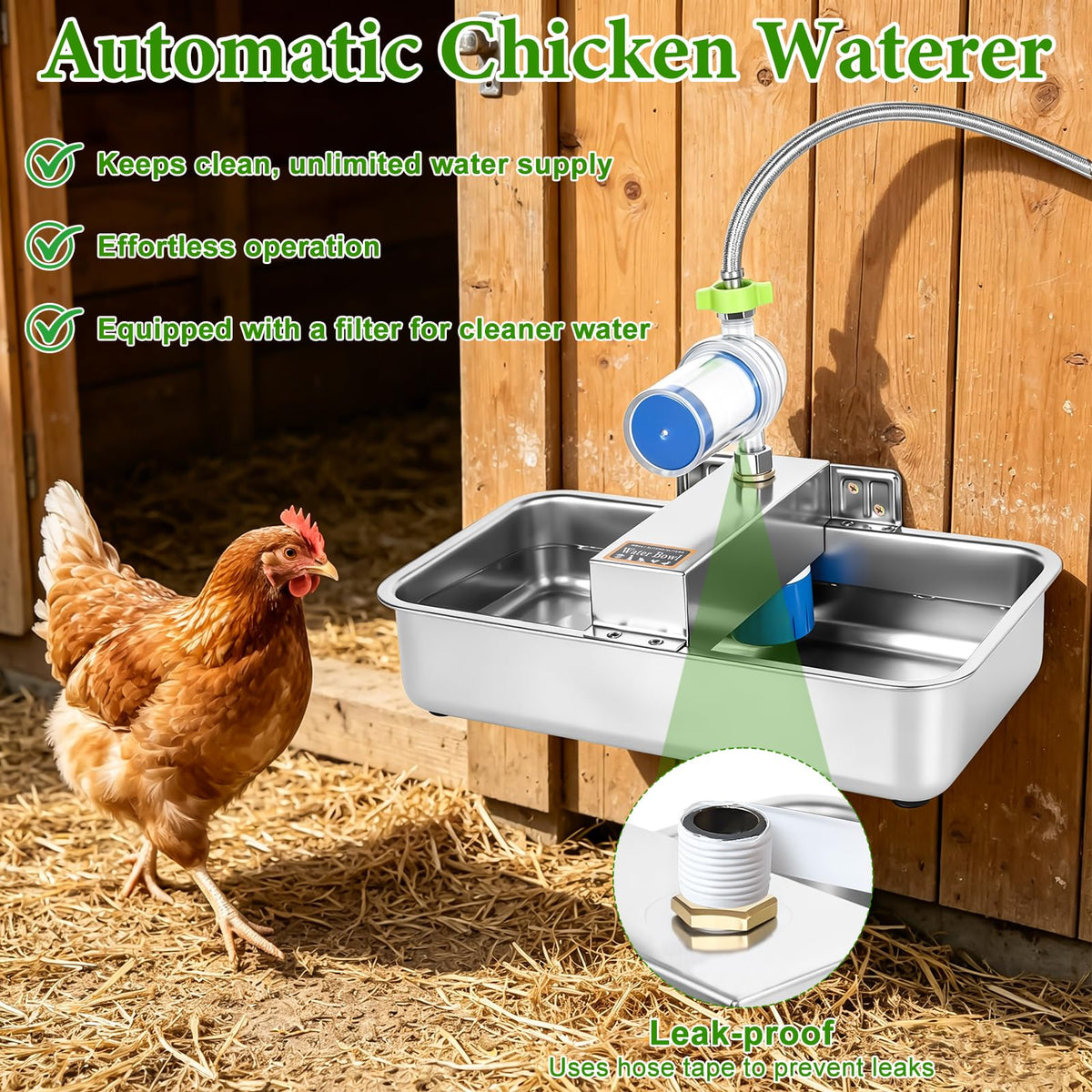 3 Gallon Stainless Steel Chicken Waterer C582383