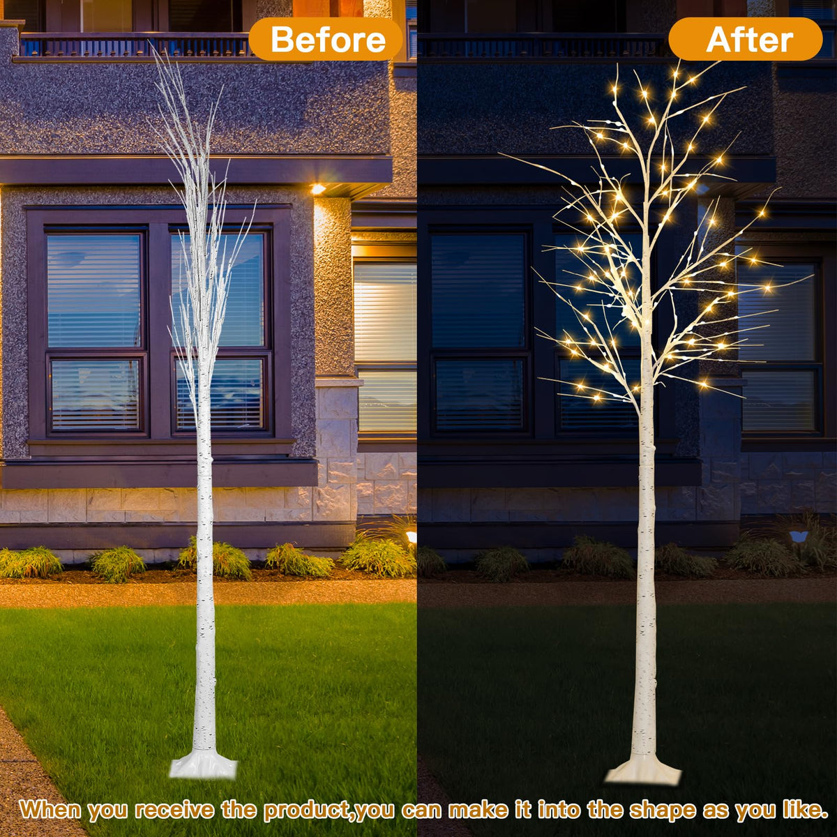 8FT Lighted Birch Tree with 150 LED Lights E676
