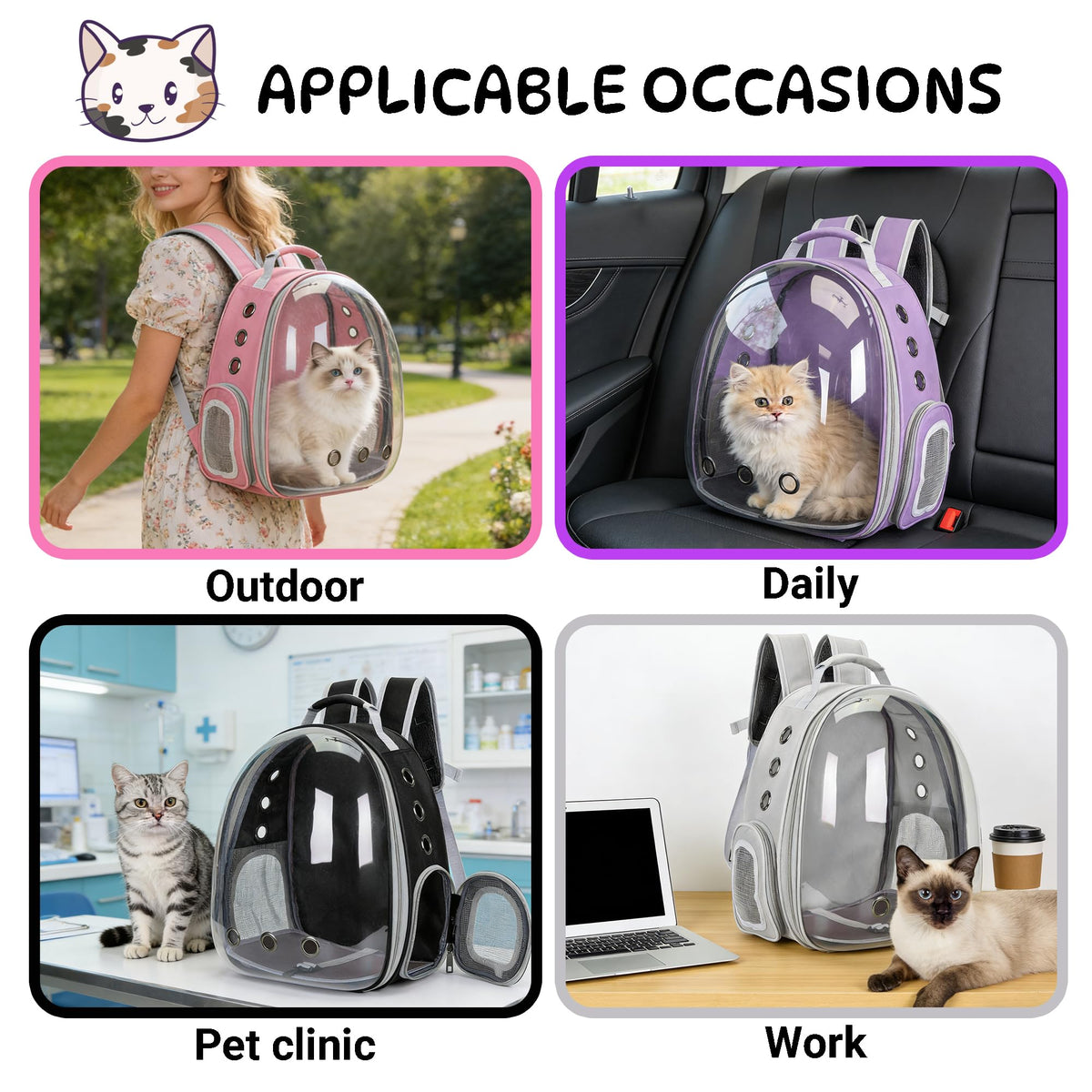 Cat Backpack Carrier Bubble Carrying Bag Pink H476153