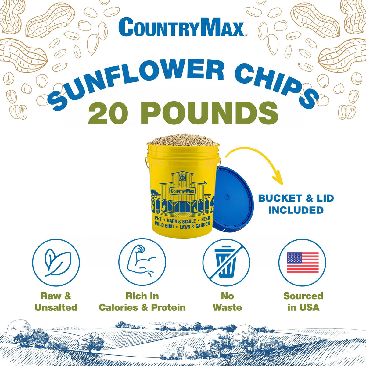 20LB Sunflower Chips Bird Seed Bucket C455702