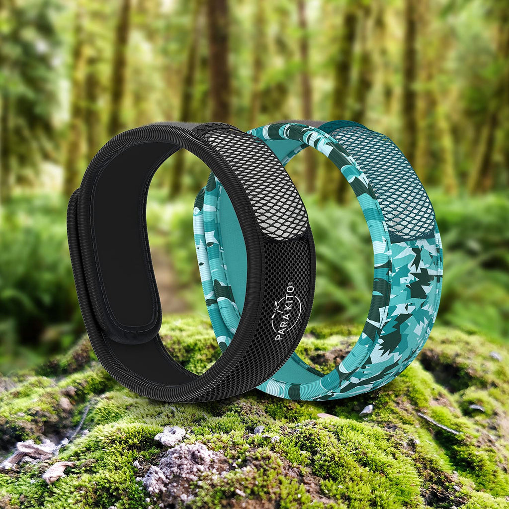 Mosquito Repellent Bracelets + Refill Pellets Bundle Peppermint Oil Black Z299201