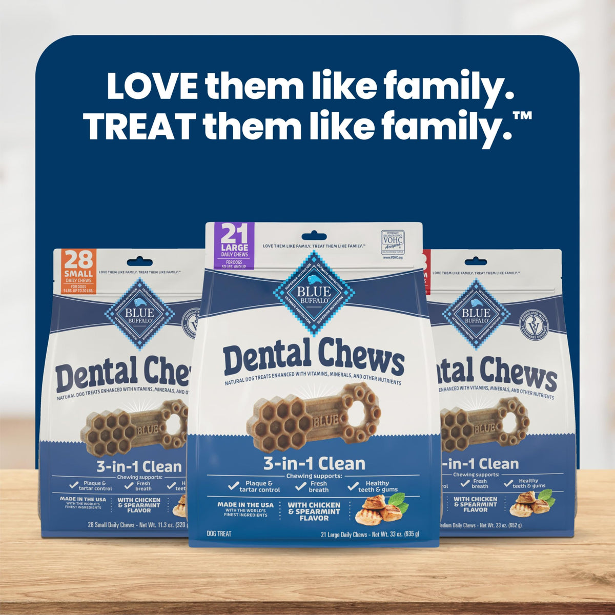 Chicken & Spearmint Large Dental Chews, 33 oz, 21 ct T4162