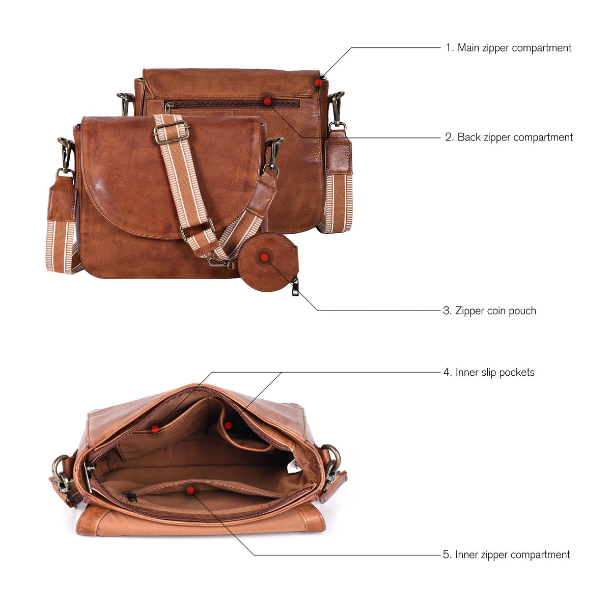 Genuine Leather Crossbody Bag K8755
