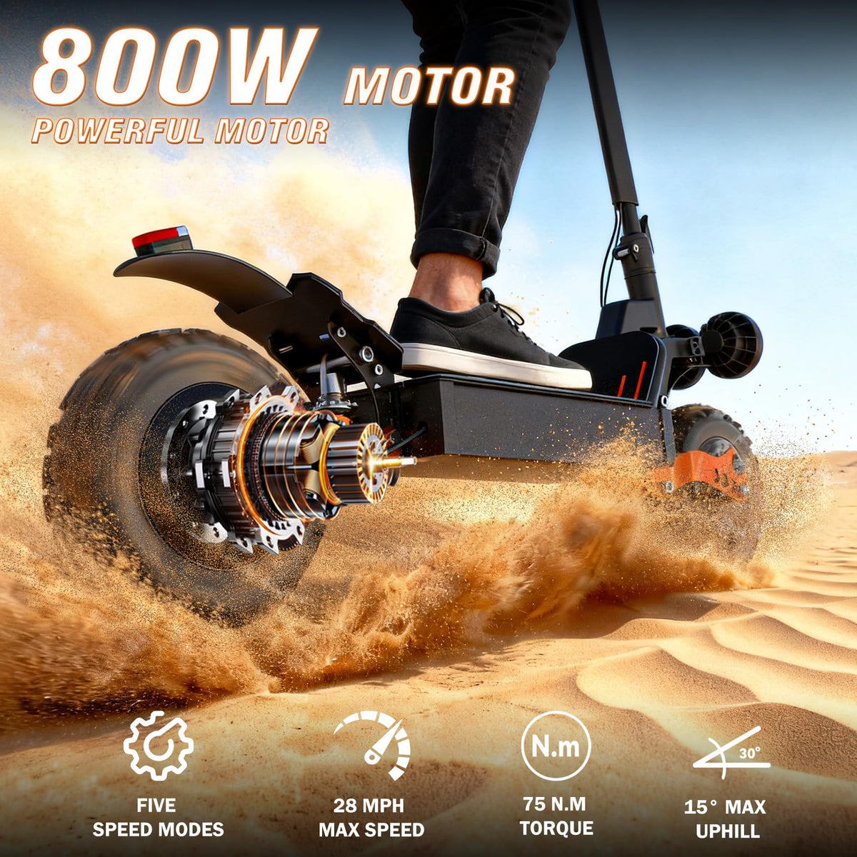 800W Motor 25 Miles Long Range Electric Scooter P2552