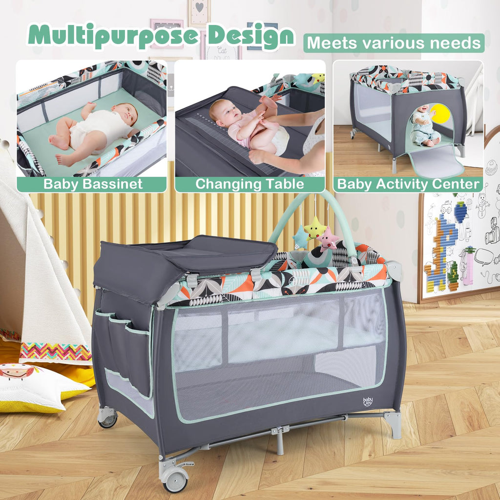 4 in 1 Pack and Play Portable Baby Playard with Bassinet E526