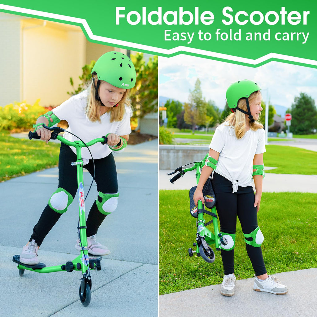 3 Wheels Foldable Swing Scooter with Adjustable Handlebar J750580