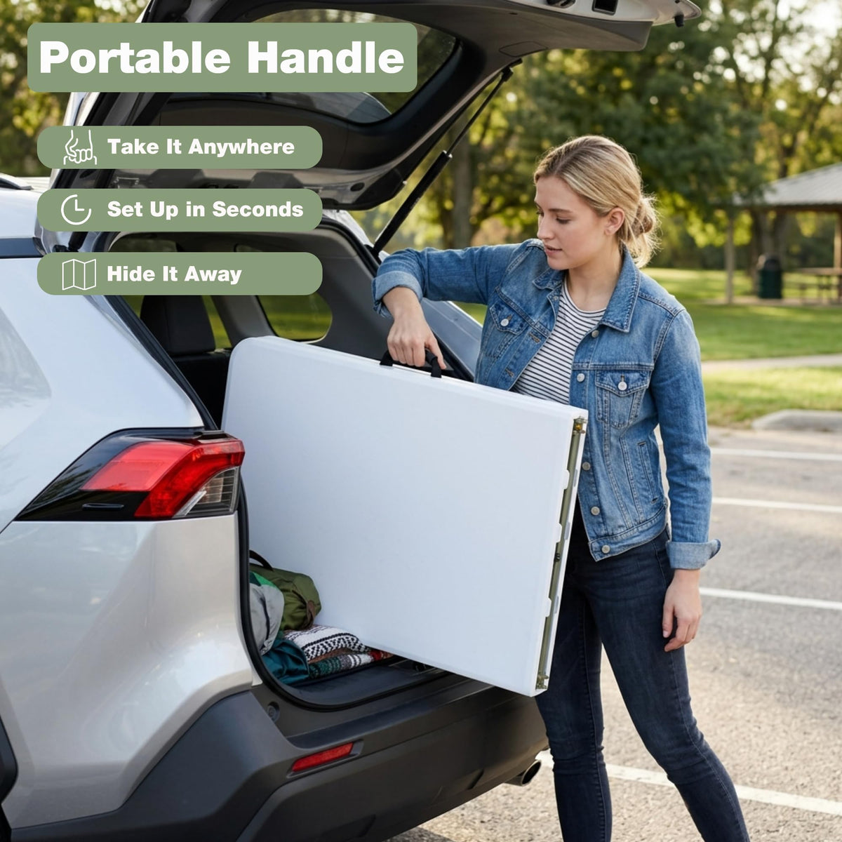 Folding Table 6ft Heavy-Duty 500lbs HDPE Steel White V222