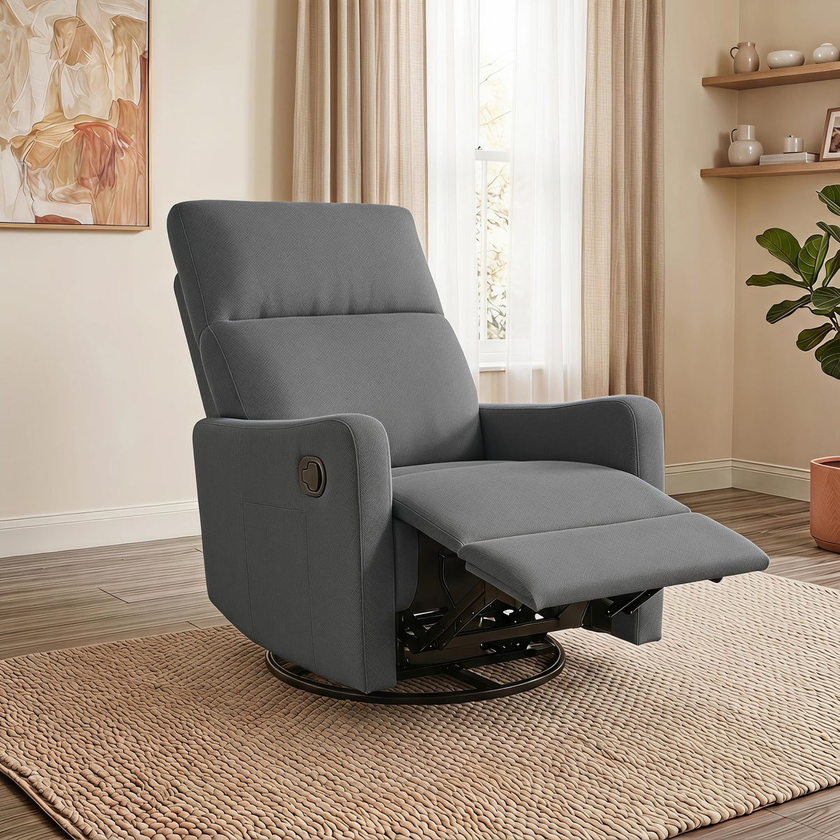 Dark Gray Swivel Rocker Recliner Chair E57336