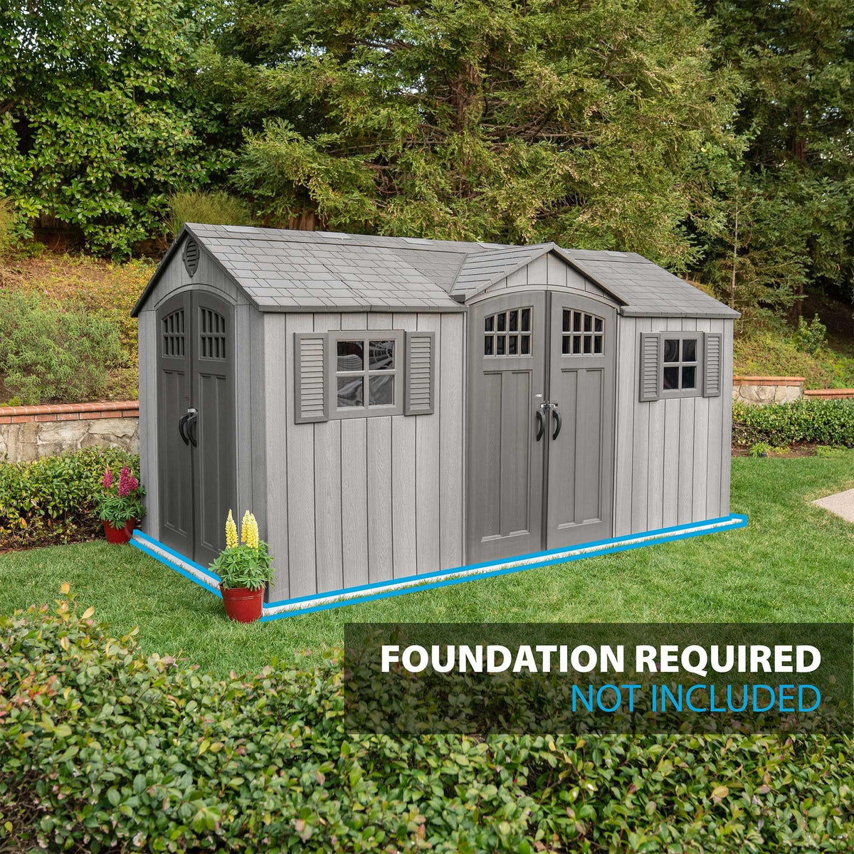15 ft x 8 ft Gray Resin Outdoor Storage Shed M3499