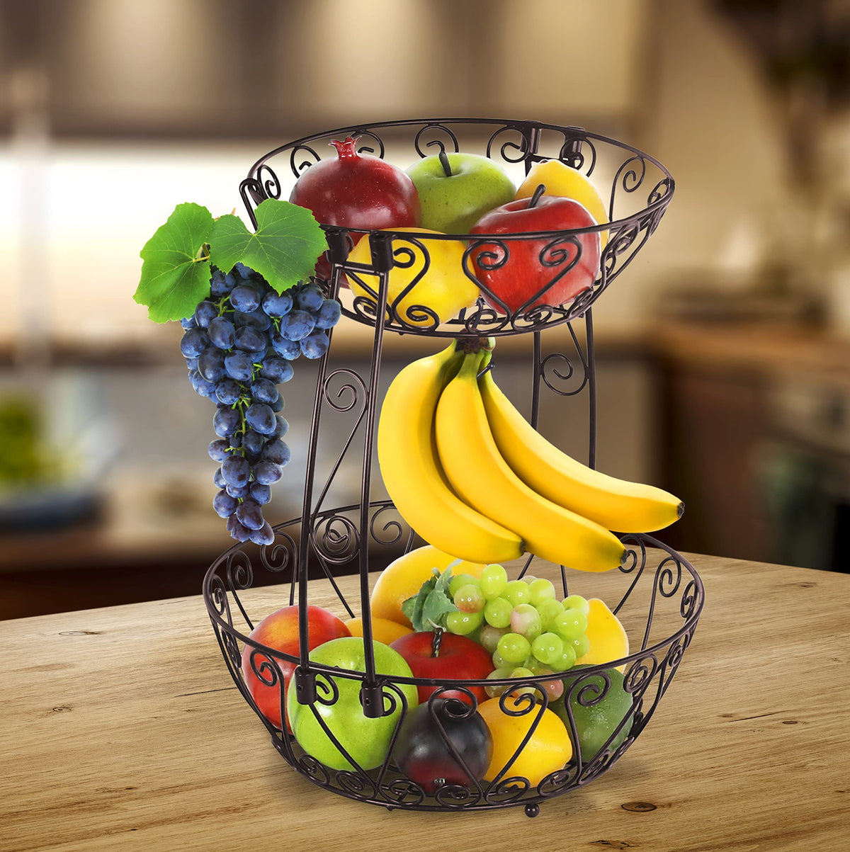 2-Tier Countertop Fruit Basket Bowl Storage E819865