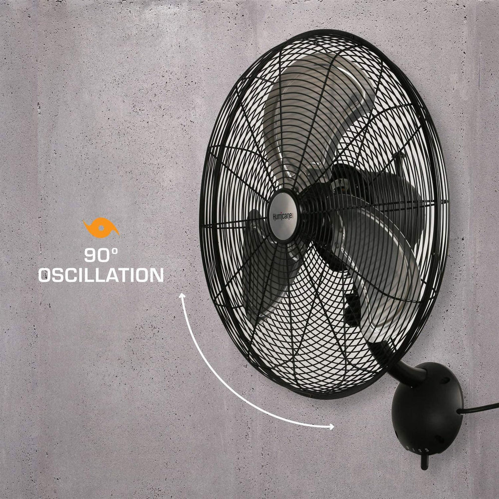Black 20in 3 Speed Oscillating Wall Fan K911