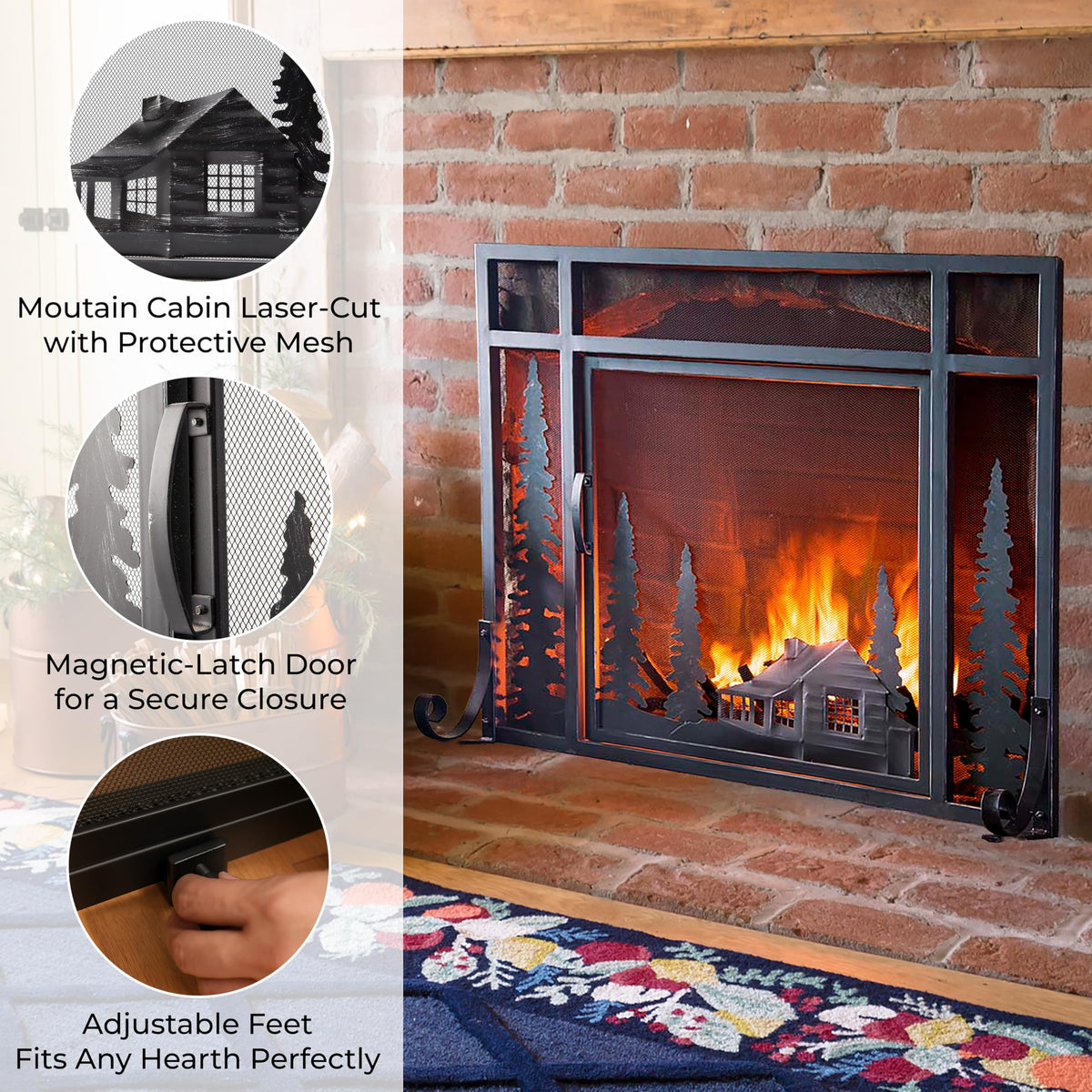 Black Metal Fireplace Screen S15660