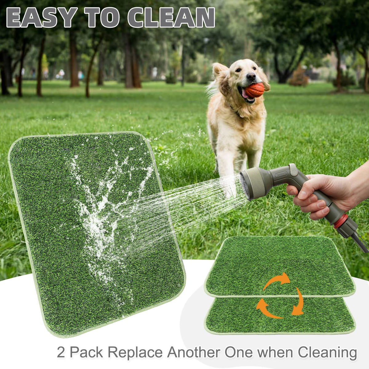 Dog Grass Pad with Washable Pee Pads, 20"*25" Artificial Turf R2097