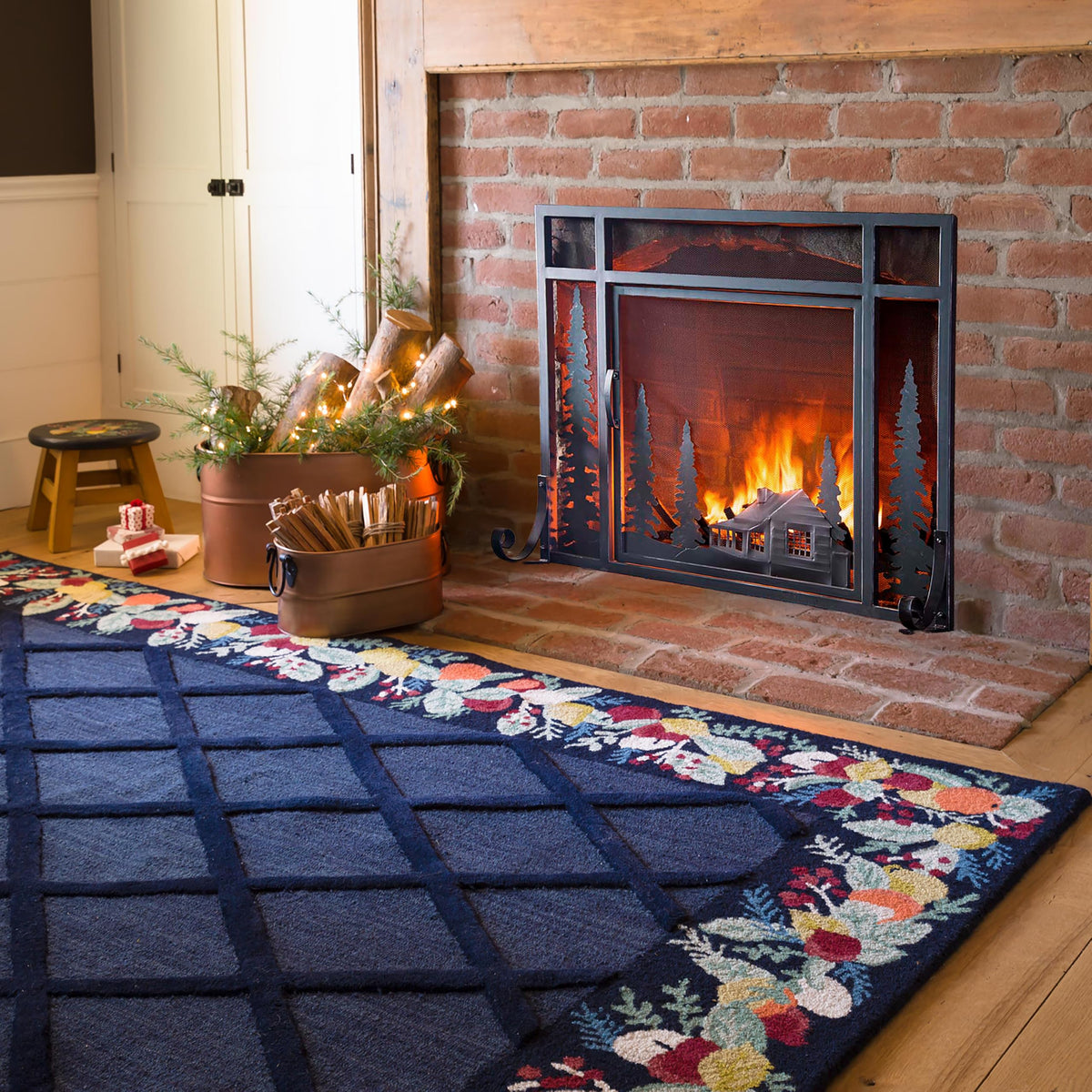 Black Metal Fireplace Screen S15660