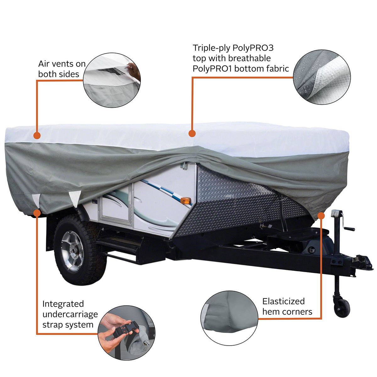 Folding Camping Trailer Cover, Fits 14'-16'L A405