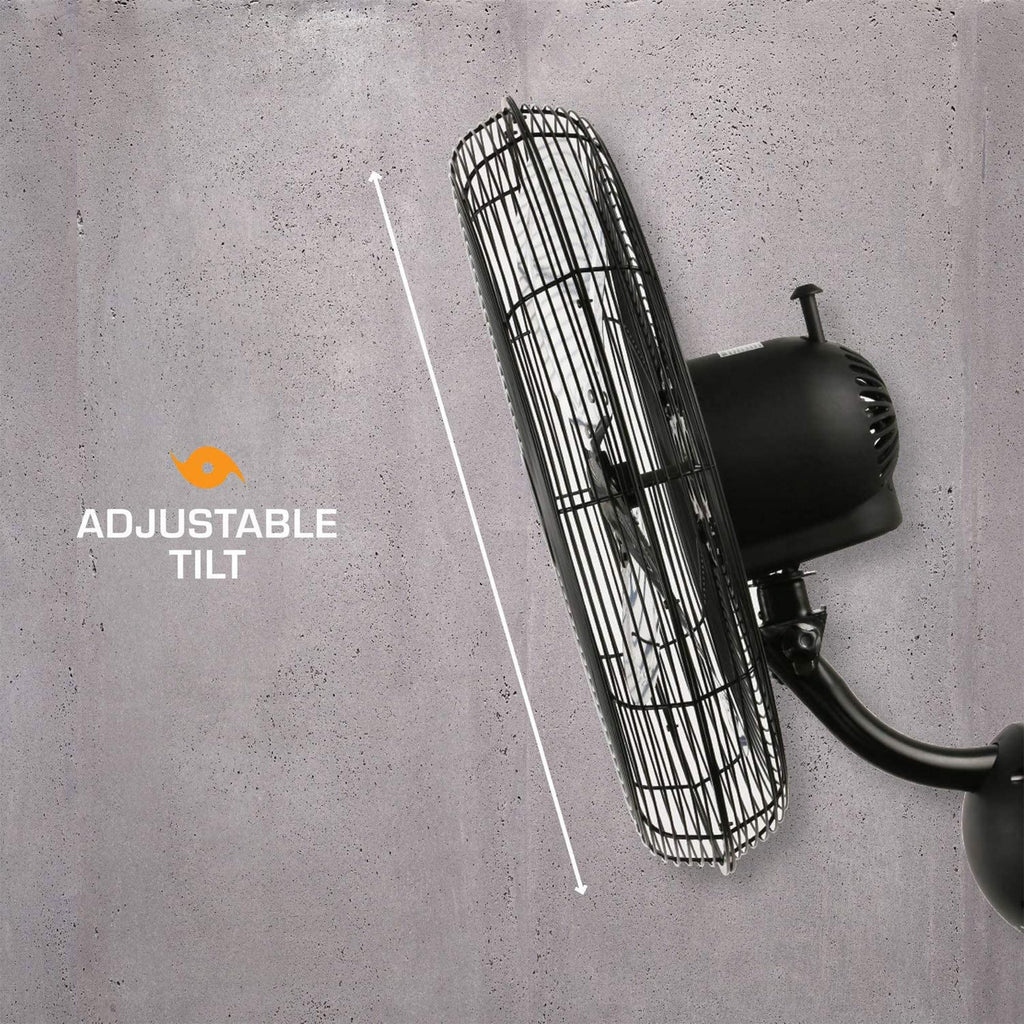 Black 20in 3 Speed Oscillating Wall Fan K911