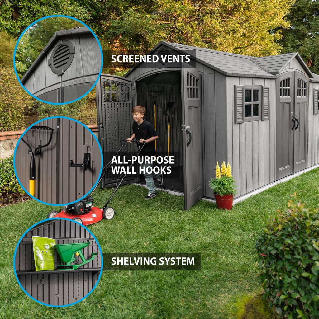 15 ft x 8 ft Gray Resin Outdoor Storage Shed M3499