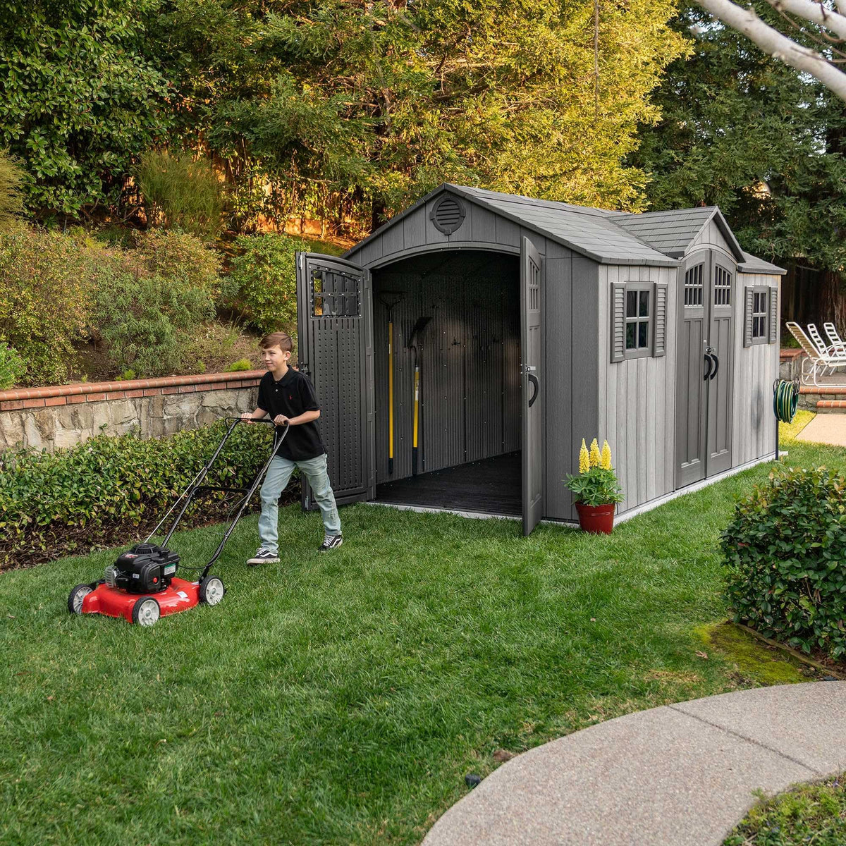 15 ft x 8 ft Gray Resin Outdoor Storage Shed M3499