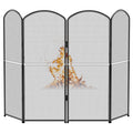 Black Metal Foldable 4-Panel Fireplace Screen B240